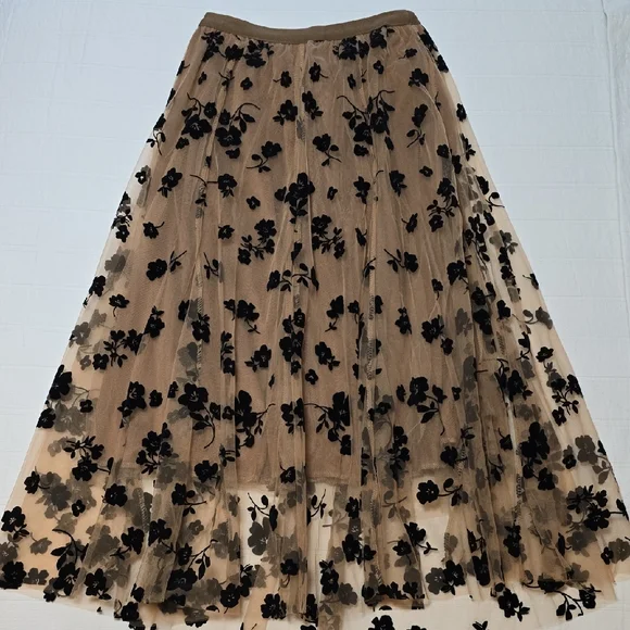 Romantic Tiered Ruffled Maxi Skirt | Black Tulle Evening Skirt | Size Small - Picture 2 of 11